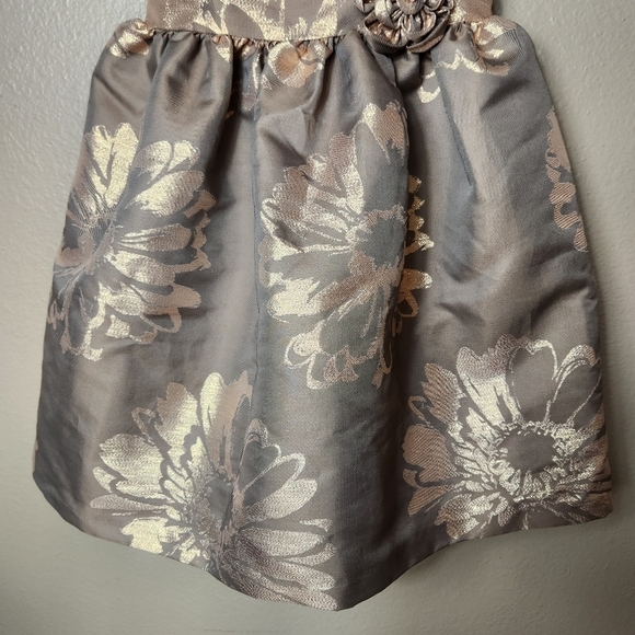 Bonnie Jean Chocolate Brown Gold Large Floral Party Dress-Size 6X - Picture 3 of 7